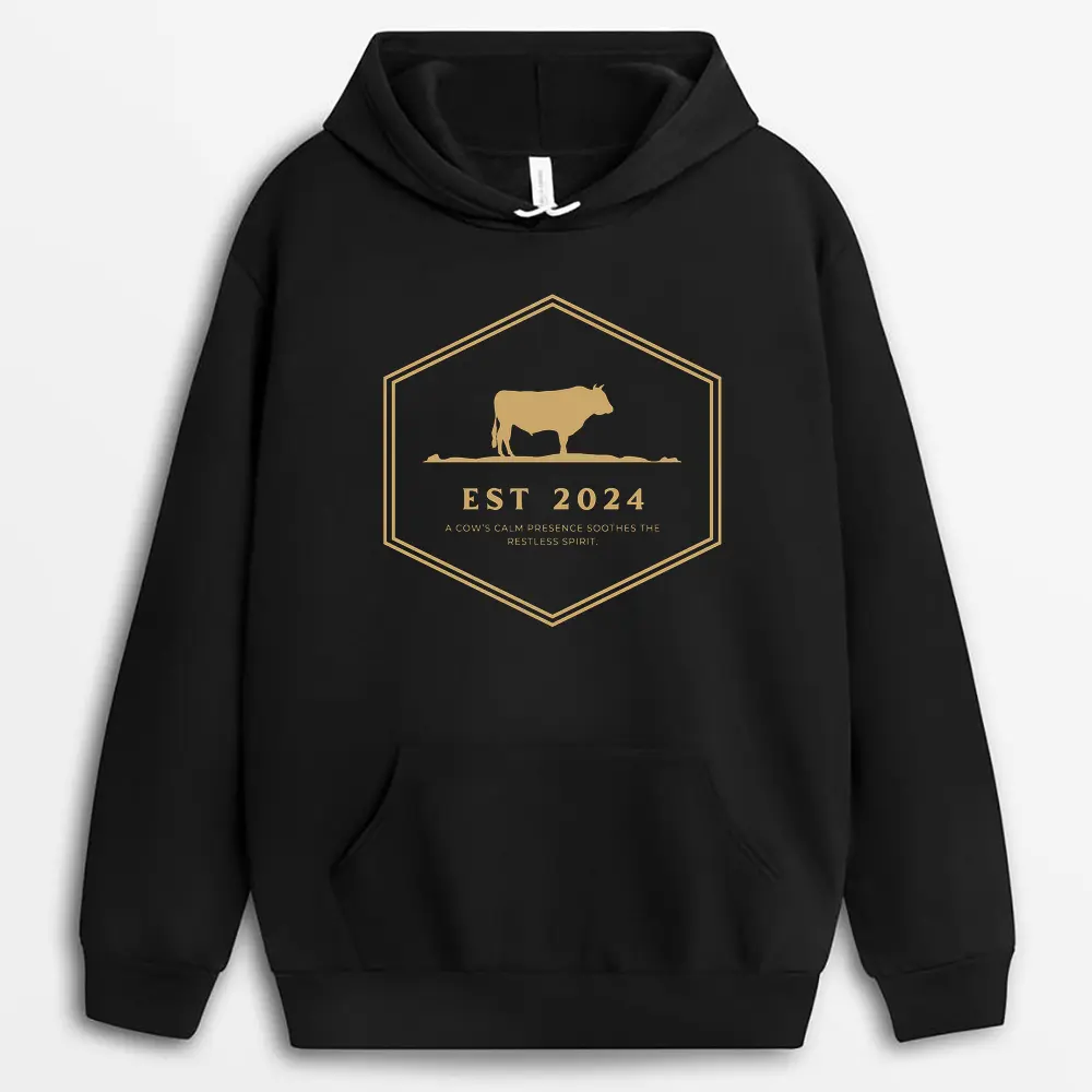 A Cows Calm Presence Soothes The Restless Spirit Veixtee Hoodie - Black