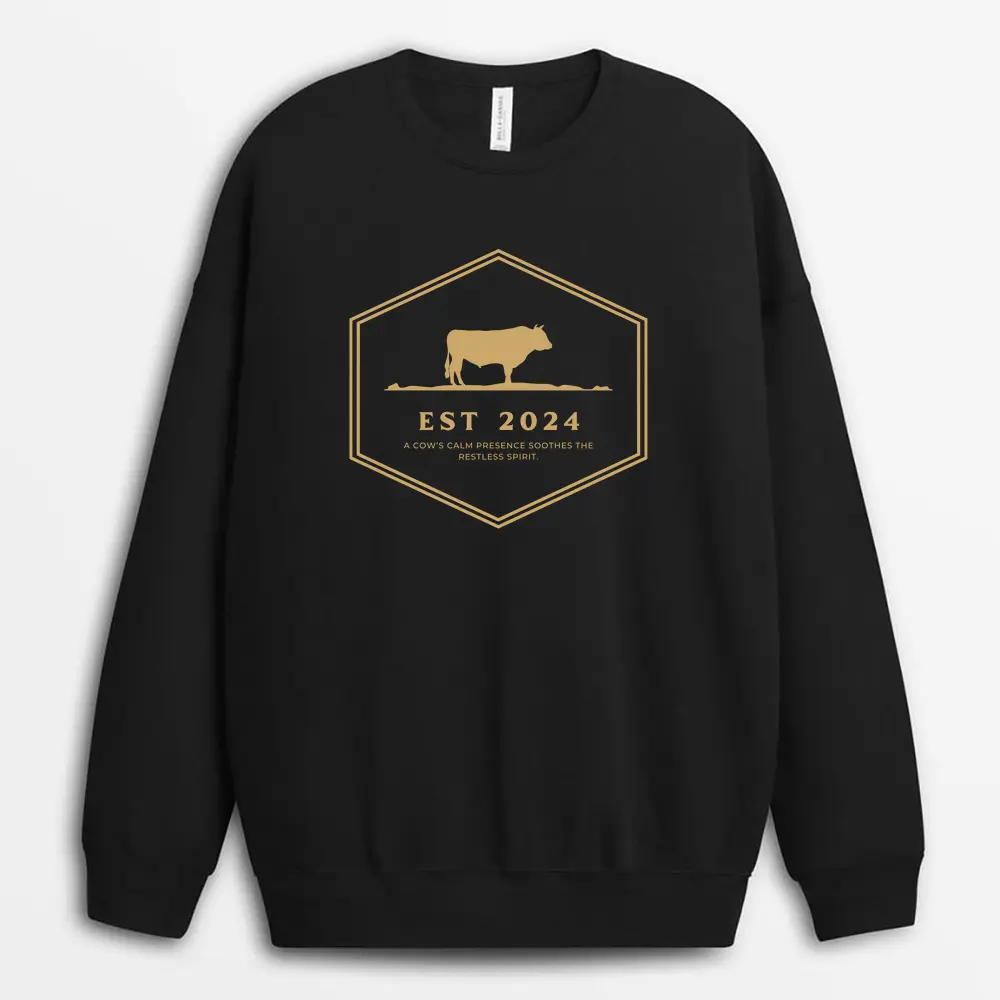 A Cows Calm Presence Soothes The Restless Spirit Veixtee Sweatshirt - Black