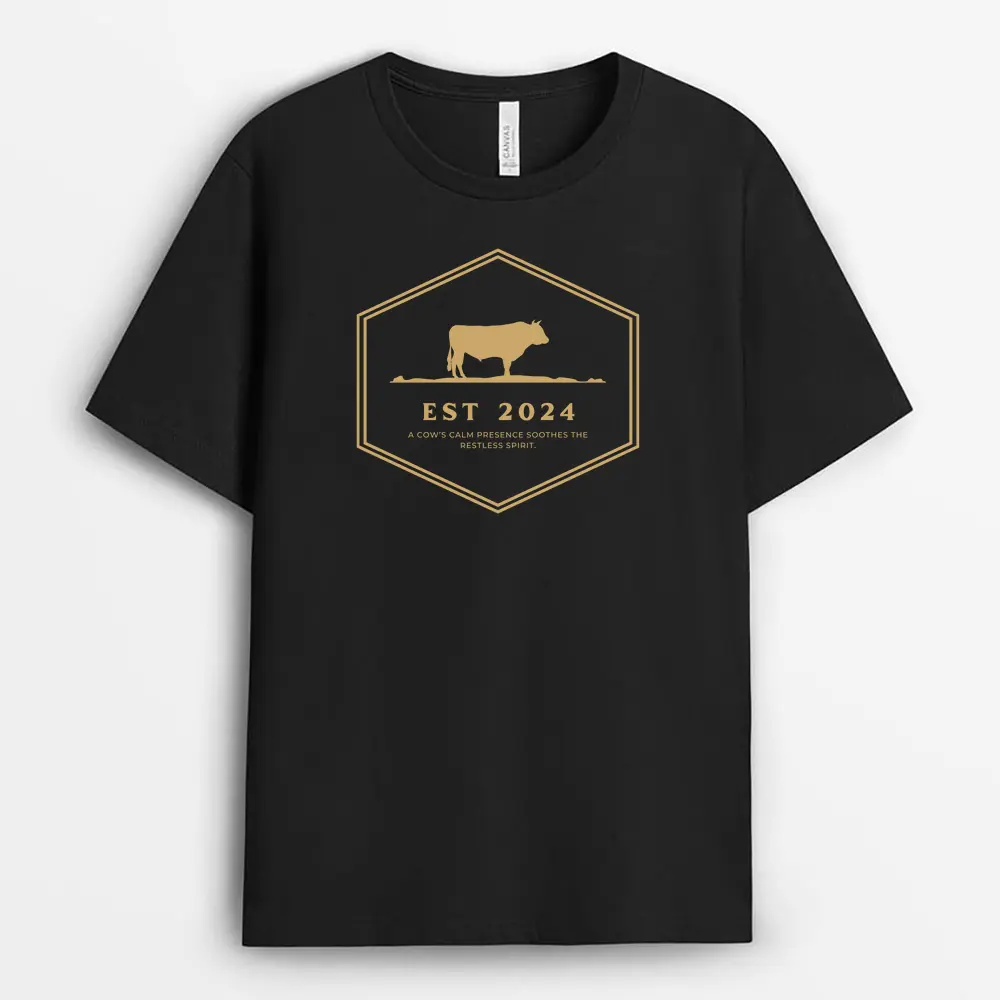 A Cows Calm Presence Soothes The Restless Spirit Veixtee T-Shirt - Black