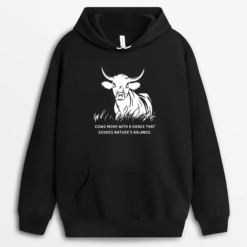 Cows Move With A Grace That Echoes Natures Balance Veixtee Hoodie - Black