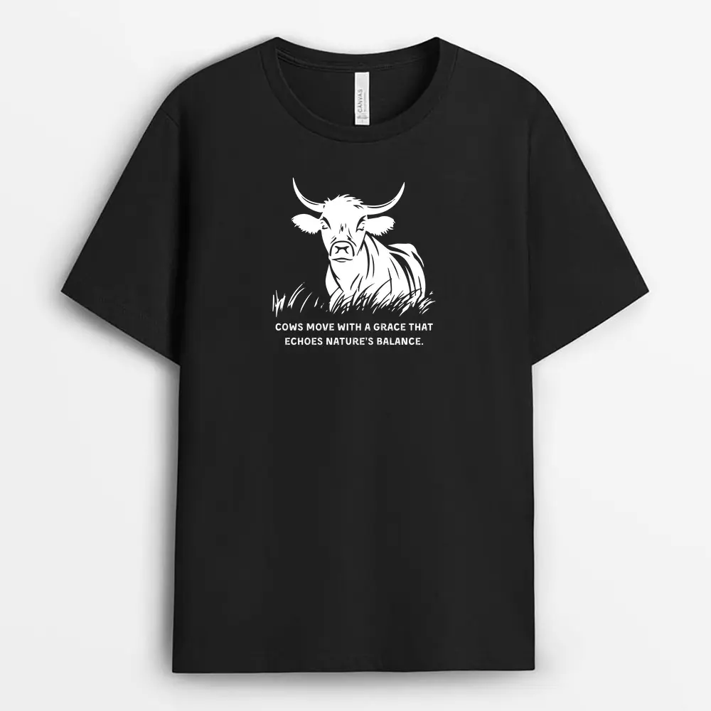 Cows Move With A Grace That Echoes Natures Balance Veixtee T-Shirt - Black